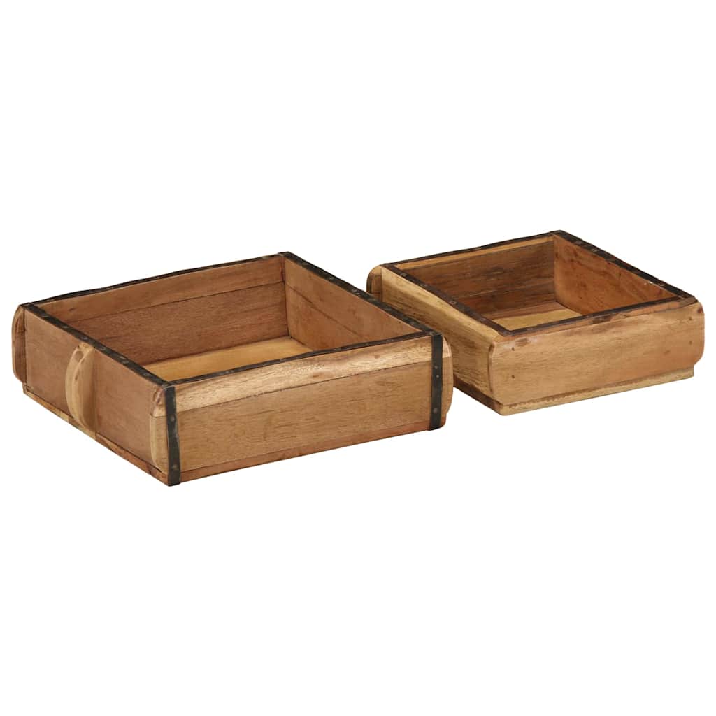 Tablett 2 pcs Braun 29 x 31 x 10 cm Massives upgecyceltes Holz