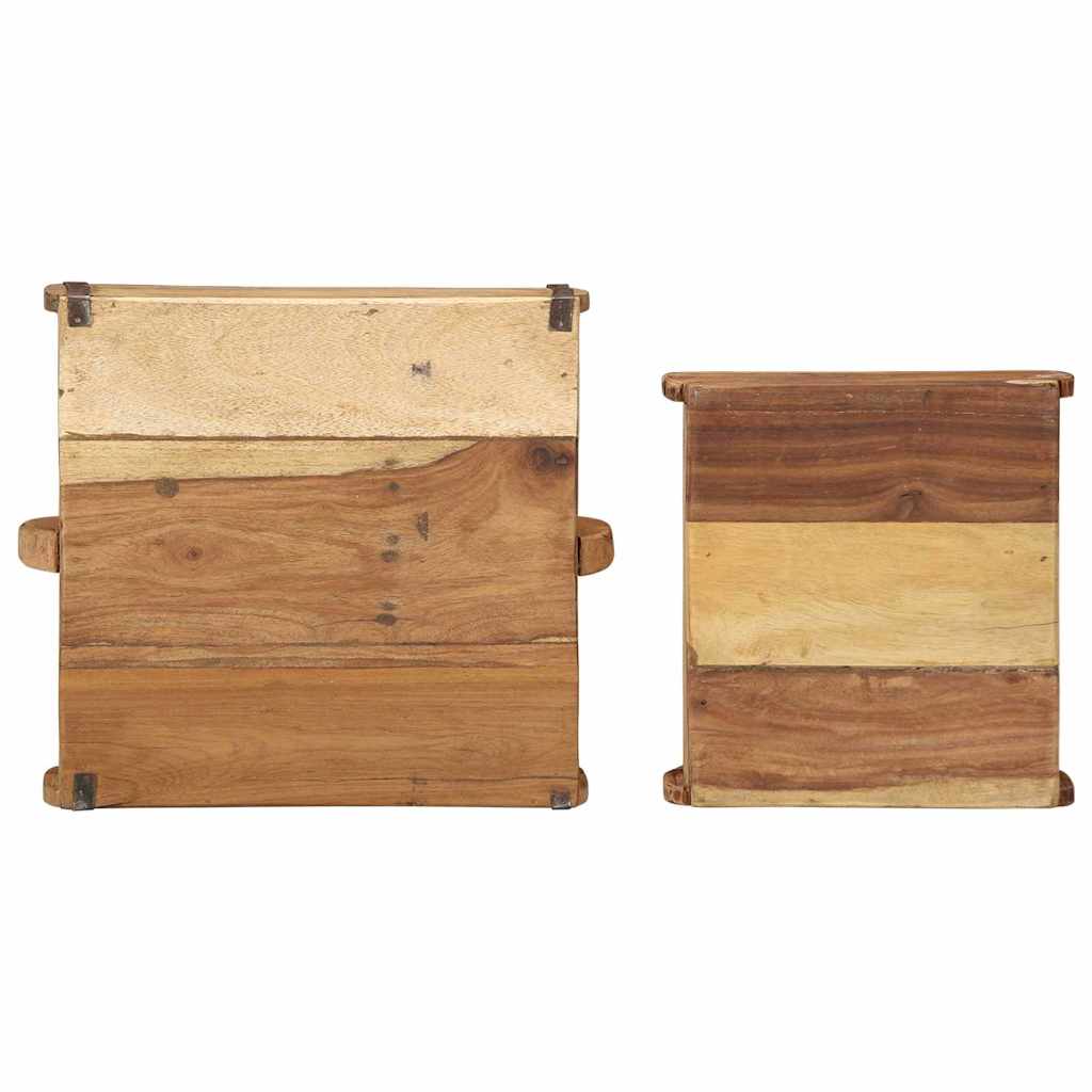 Tablett 2 pcs Braun 29 x 31 x 10 cm Massives upgecyceltes Holz