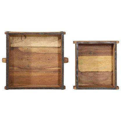 Tablett 2 pcs Braun 29 x 31 x 10 cm Massives upgecyceltes Holz