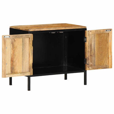 vidaXL Nachttisch Braun und Schwarz 50 x 30 x 45 cm Massivholz Mango