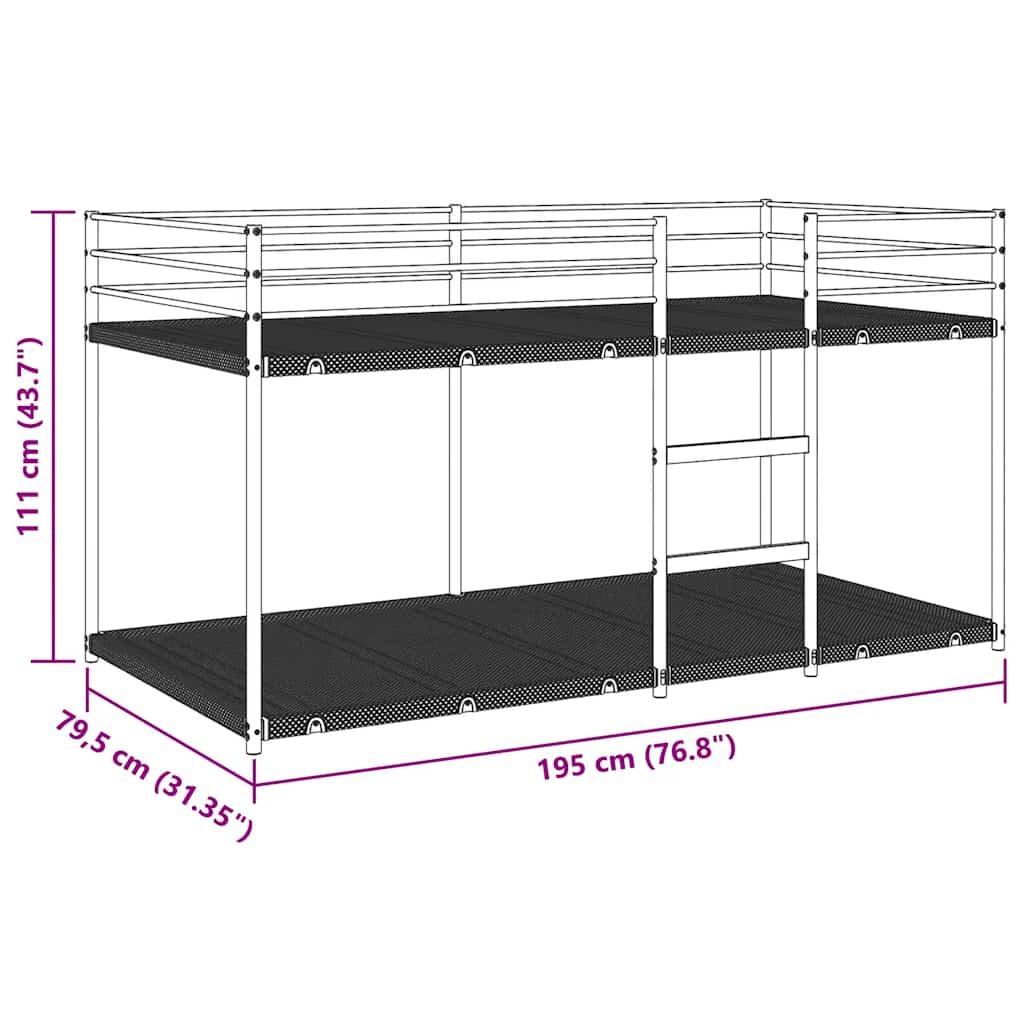 vidaXL Lit superposé sans matelas Blanc 75x190 cm Acier