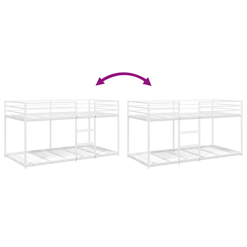 Etagenbett ohne Matratze Weiß 90x190 cm Stahl