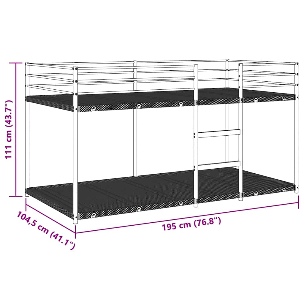 vidaXL Etagenbett ohne Matratze Weiß 100x190 cm Stahl
