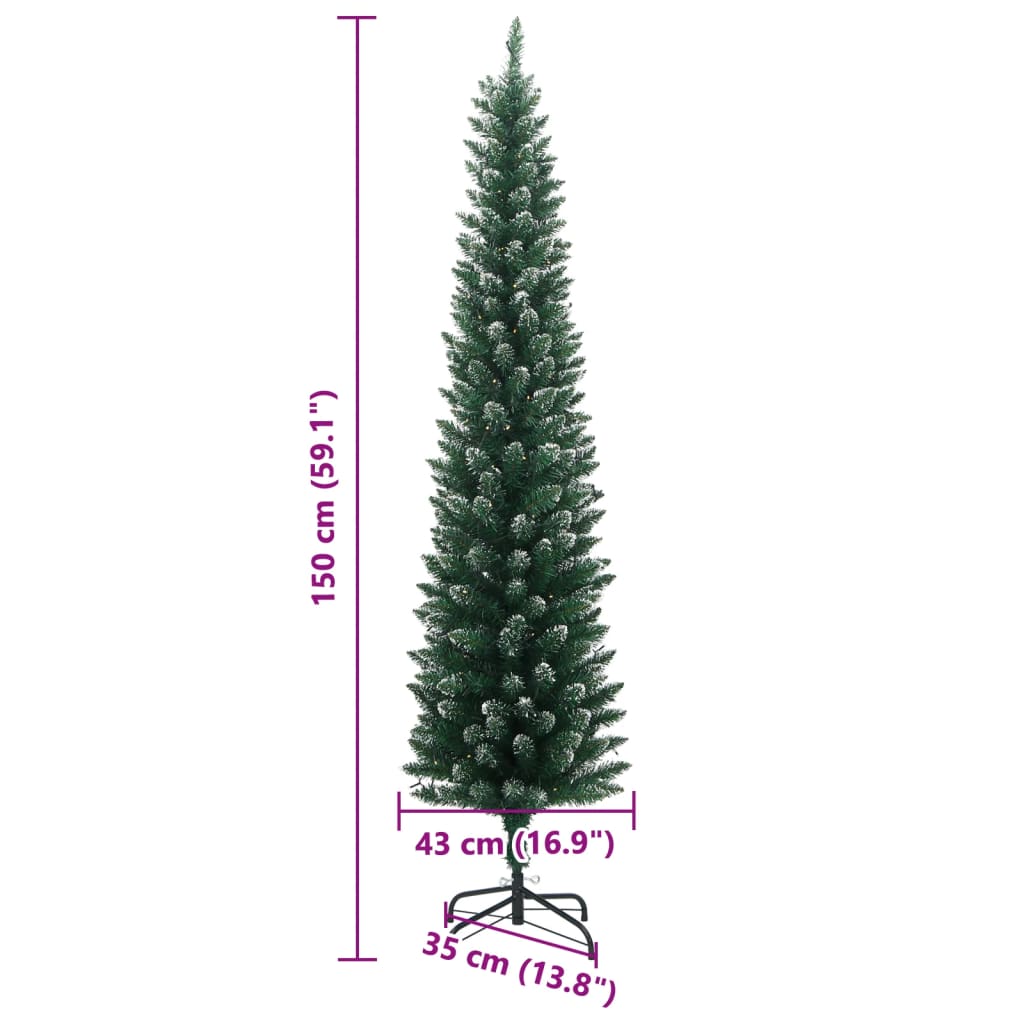 vidaXL Künstlicher Weihnachtsbaum Schlank 150 LEDs 150 cm