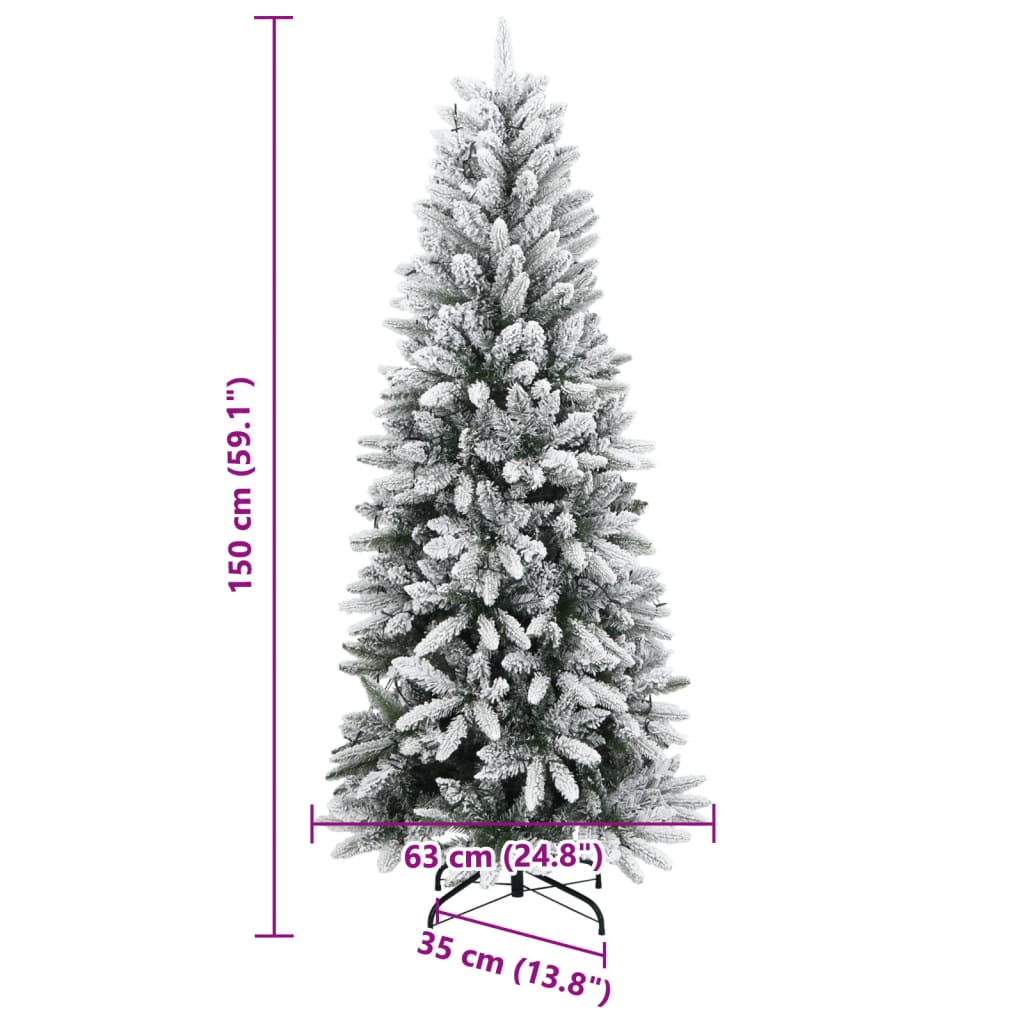 vidaXL Künstlicher Weihnachtsbaum mit Schnee 150 LEDs 150 cm