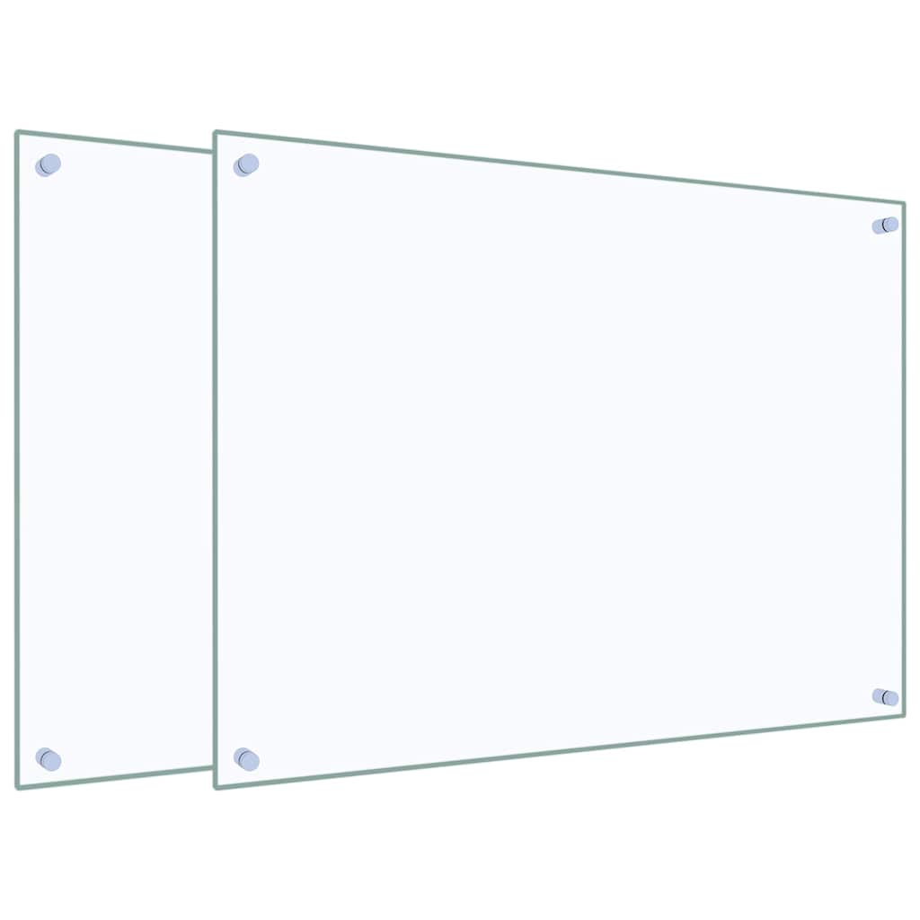Küchenrückwände 2 Stk. Transparent 80x60 cm Hartglas
