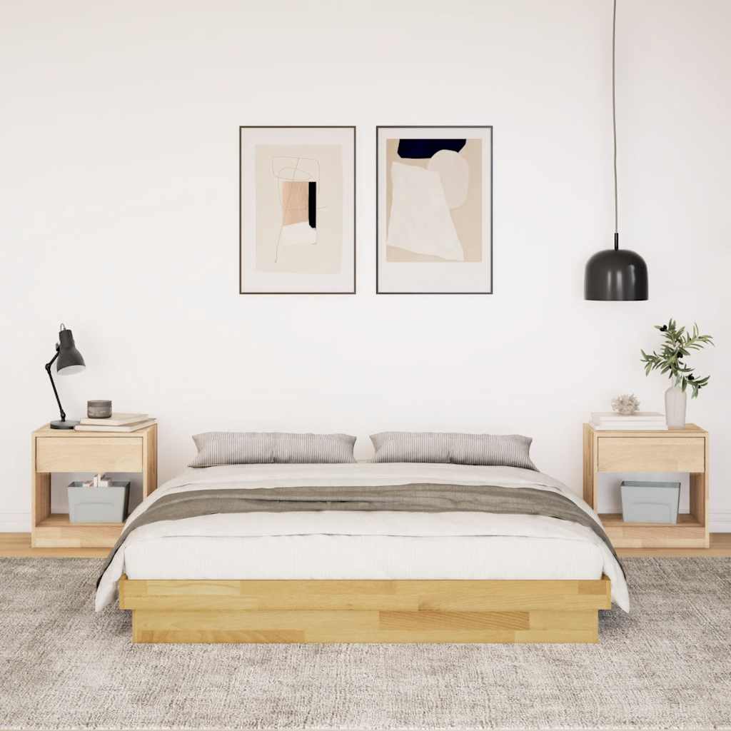 vidaXL Massivholzbett ohne Matratze 160x200 cm Eichenholz