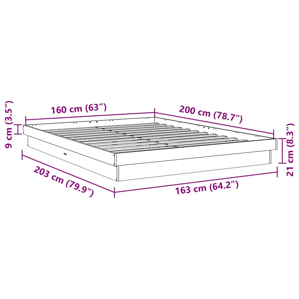 vidaXL Massivholzbett ohne Matratze 160x200 cm Eichenholz