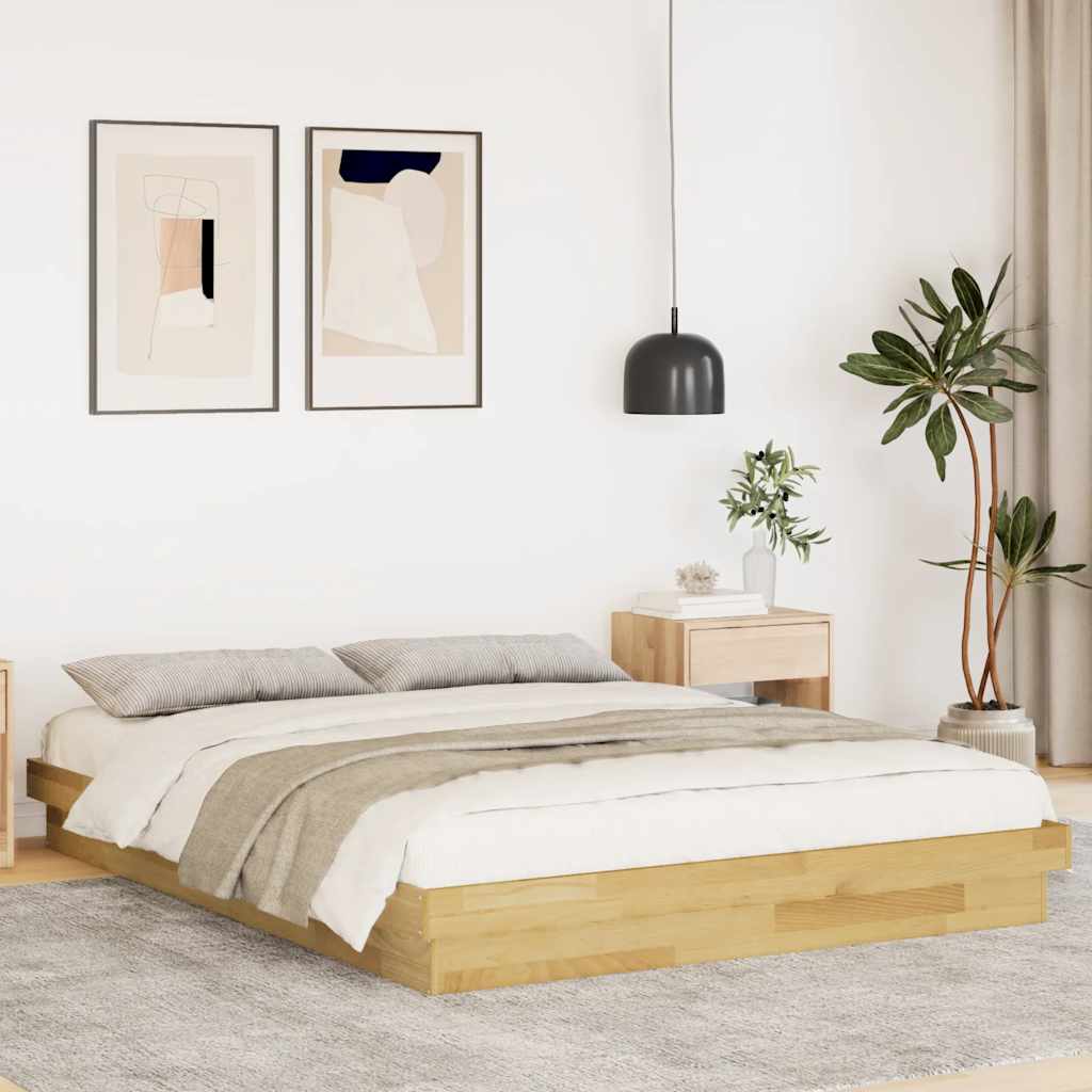 vidaXL Massivholzbett ohne Matratze 160x200 cm Eichenholz