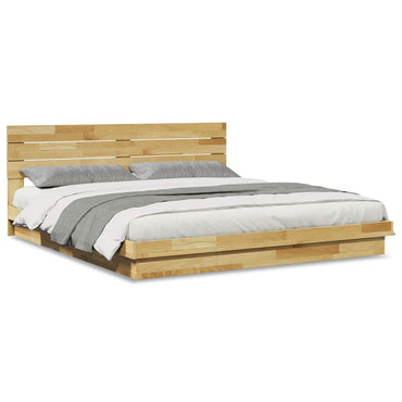 vidaXL Massivholzbett mit Kopfteil ohne Matratze 180x200 cm Eichenholz