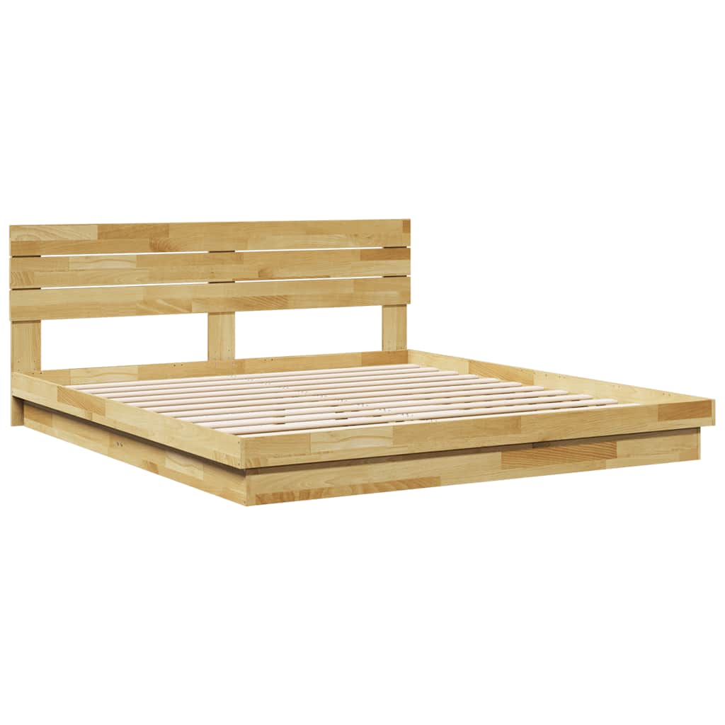 vidaXL Massivholzbett mit Kopfteil ohne Matratze 180x200 cm Eichenholz