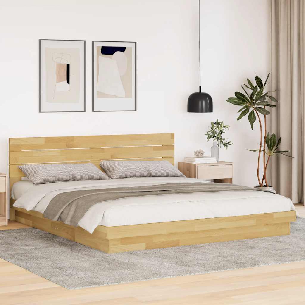 vidaXL Massivholzbett mit Kopfteil ohne Matratze 180x200 cm Eichenholz