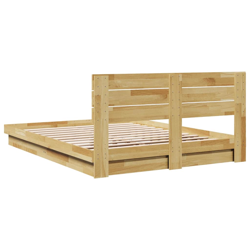 vidaXL Massivholzbett mit Kopfteil ohne Matratze 160x200 cm Eichenholz