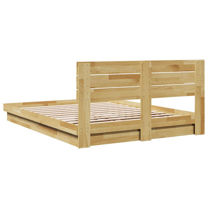vidaXL Massivholzbett mit Kopfteil ohne Matratze 160x200 cm Eichenholz
