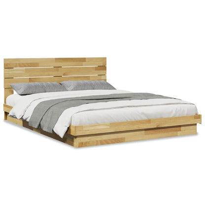 vidaXL Massivholzbett mit Kopfteil ohne Matratze 150x200 cm Eichenholz