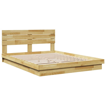 vidaXL Massivholzbett mit Kopfteil ohne Matratze 150x200 cm Eichenholz