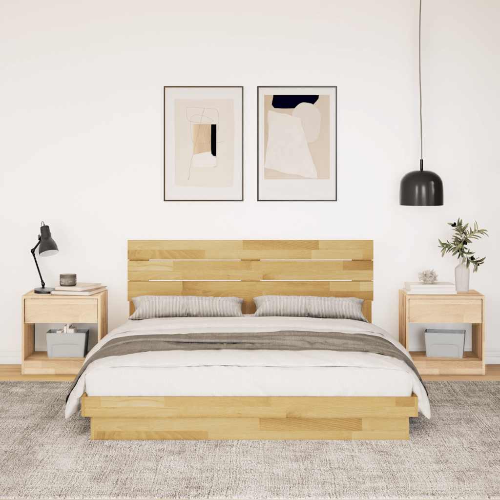 vidaXL Massivholzbett mit Kopfteil ohne Matratze 150x200 cm Eichenholz