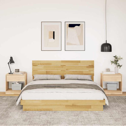vidaXL Massivholzbett mit Kopfteil ohne Matratze 150x200 cm Eichenholz