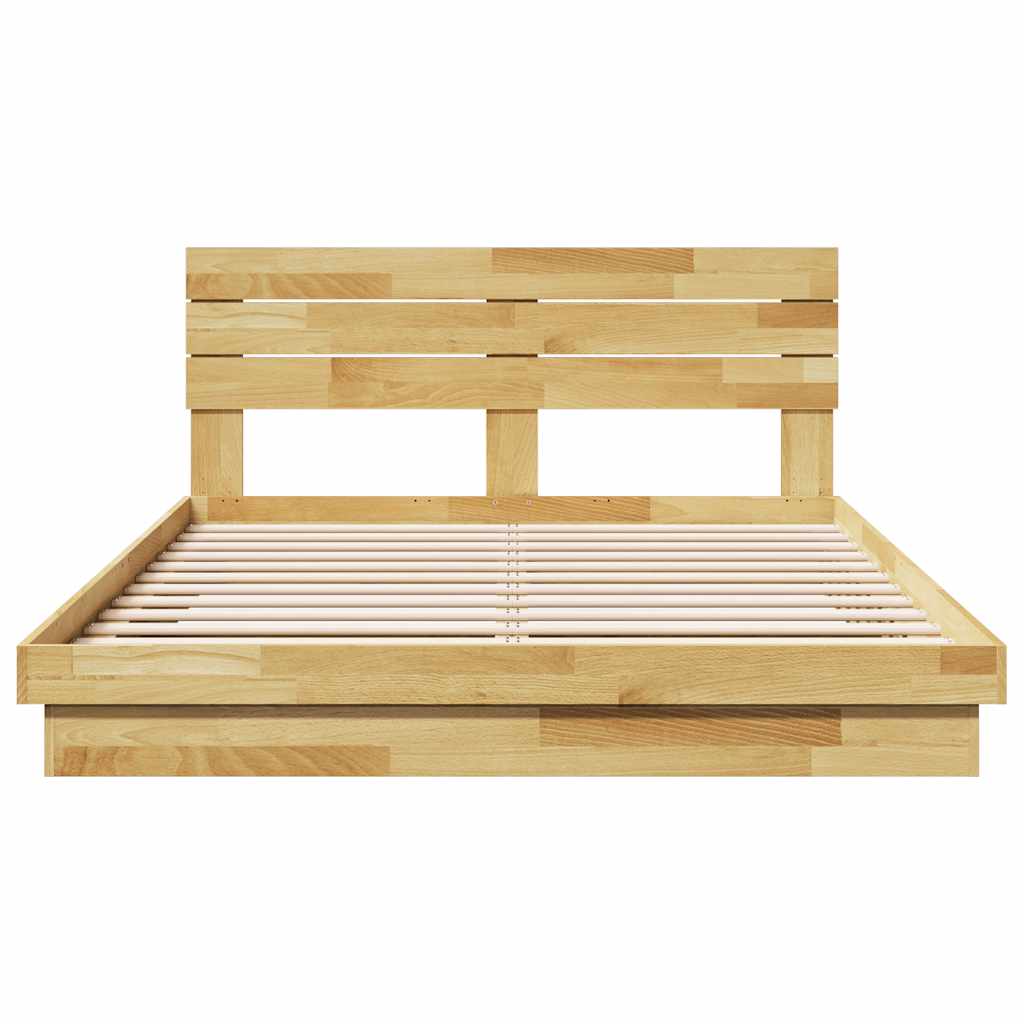 vidaXL Massivholzbett mit Kopfteil ohne Matratze 150x200 cm Eichenholz