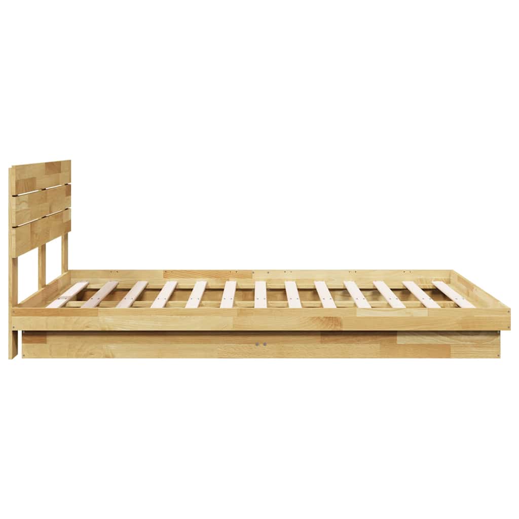 vidaXL Massivholzbett mit Kopfteil ohne Matratze 150x200 cm Eichenholz