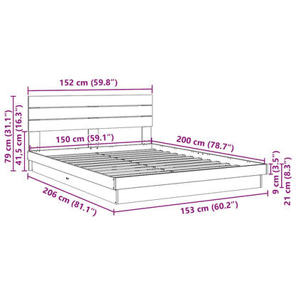 vidaXL Massivholzbett mit Kopfteil ohne Matratze 150x200 cm Eichenholz