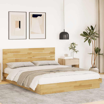 vidaXL Massivholzbett mit Kopfteil ohne Matratze 150x200 cm Eichenholz