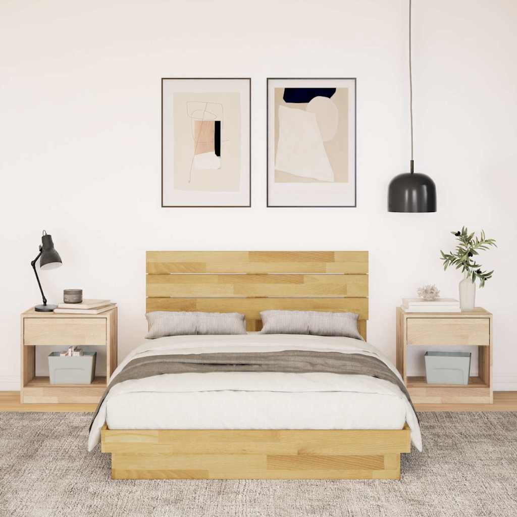 vidaXL Massivholzbett mit Kopfteil ohne Matratze 120x200 cm Eichenholz