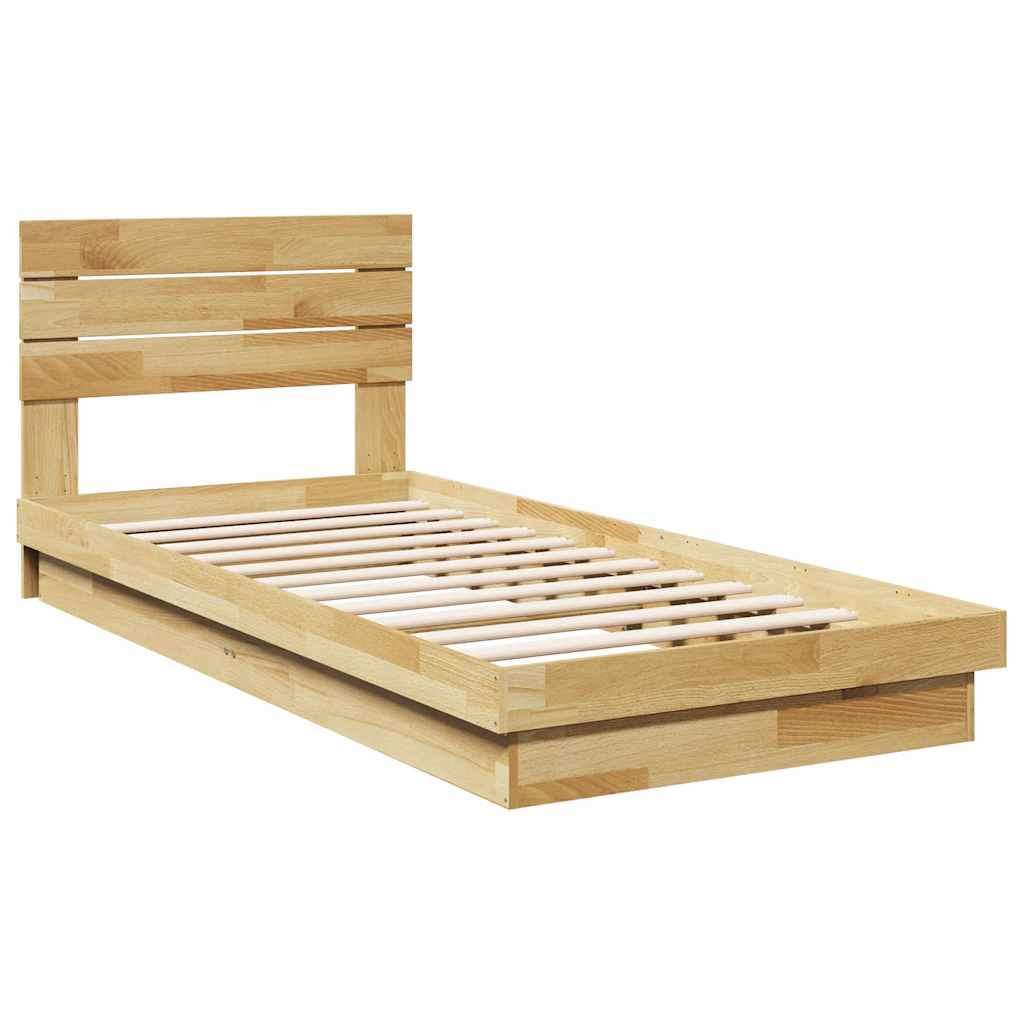 vidaXL Massivholzbett mit Kopfteil ohne Matratze 100x200 cm Eichenholz