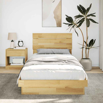 vidaXL Massivholzbett mit Kopfteil ohne Matratze 100x200 cm Eichenholz