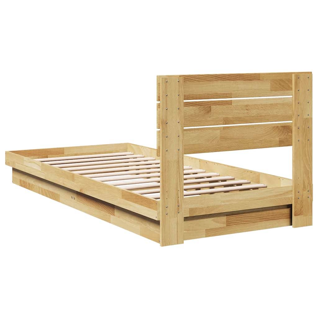 vidaXL Massivholzbett mit Kopfteil ohne Matratze 100x200 cm Eichenholz