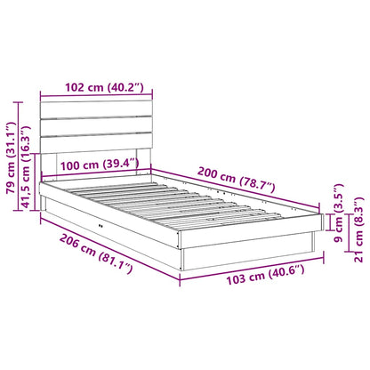 vidaXL Massivholzbett mit Kopfteil ohne Matratze 100x200 cm Eichenholz