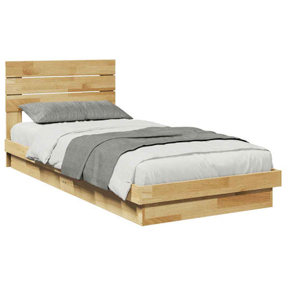 vidaXL Massivholzbett mit Kopfteil ohne Matratze 75x190 cm Eichenholz