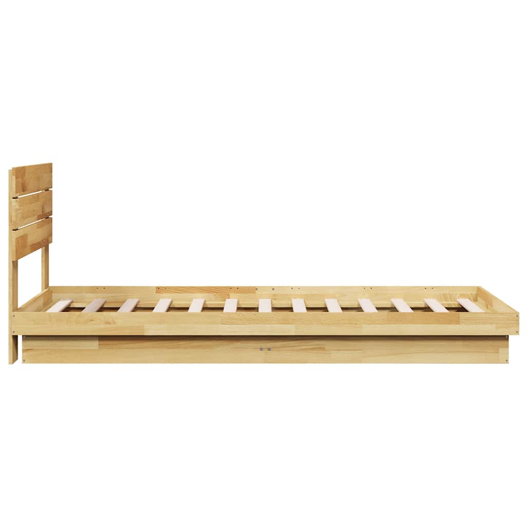 vidaXL Massivholzbett mit Kopfteil ohne Matratze 75x190 cm Eichenholz