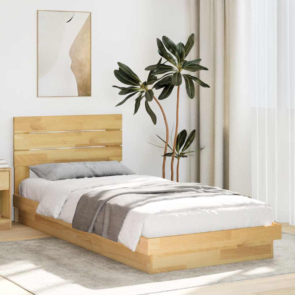 vidaXL Massivholzbett mit Kopfteil ohne Matratze 75x190 cm Eichenholz