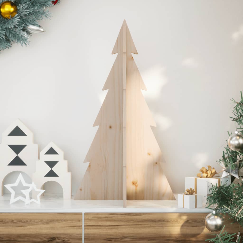 vidaXL Sapin de Noël à décorer en bois massif de pin 80 cm