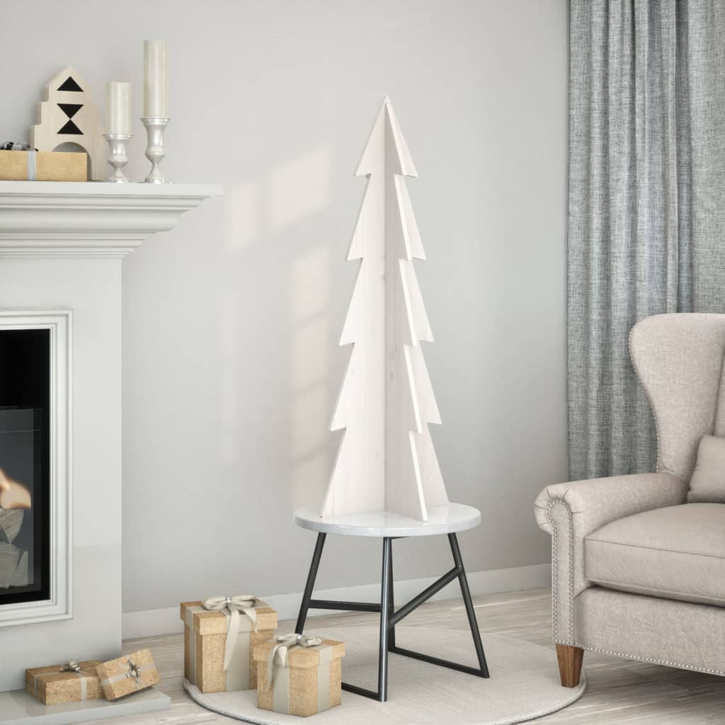 vidaXL Weihnachtsbaum zum Schmücken Weiß 112 cm Massivholz Kiefer