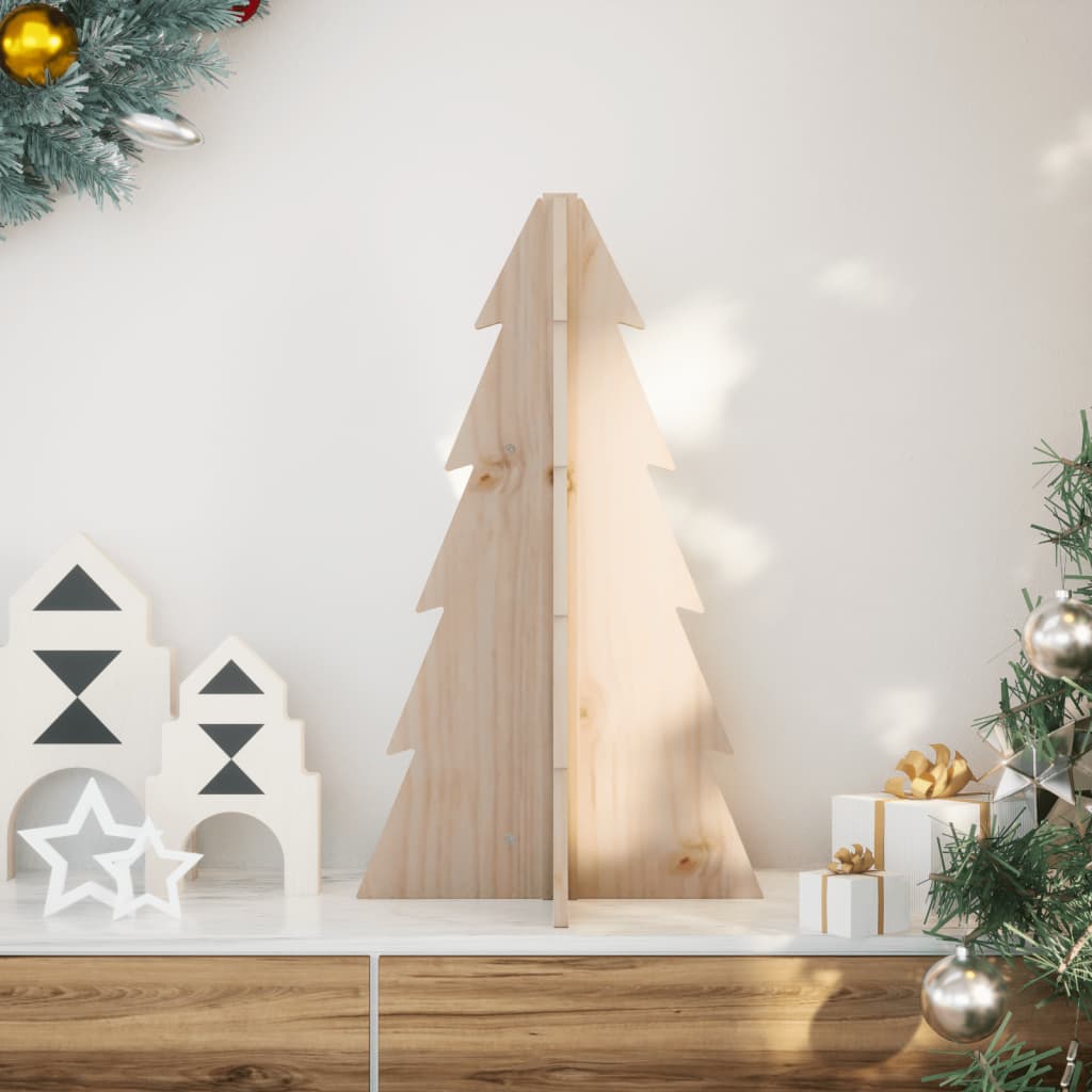 vidaXL Sapin de Noël en bois à décorer 69,5 cm Bois de pin massif