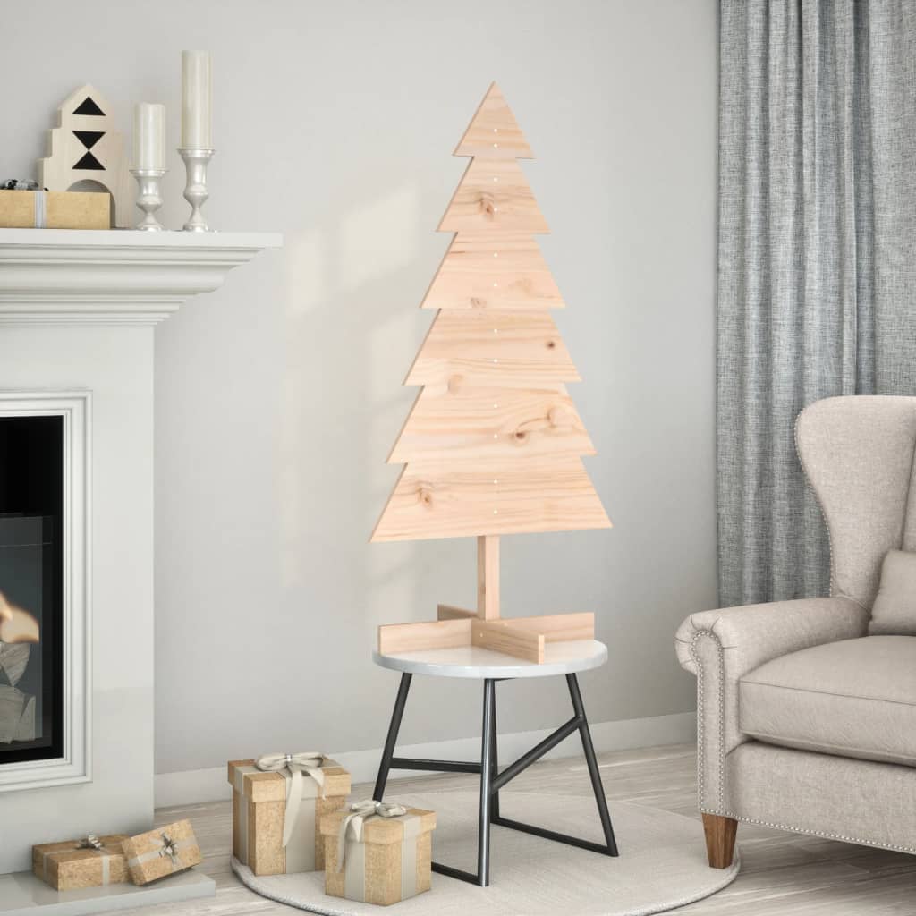 vidaXL Sapin de Noël en bois à décorer 120 cm Bois de pin massif