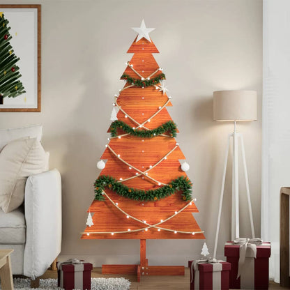 vidaXL Sapin de Noël à décorer Marron cire 150 cm Bois de pin massif
