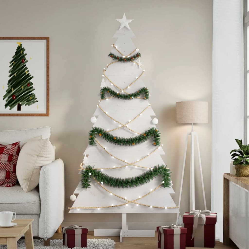 vidaXL Weihnachtsbaum zum Schmücken Weiß 180 cm Massivholz Kiefer
