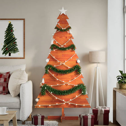 vidaXL Sapin de Noël à décorer Marron cire 180 cm Bois de pin massif