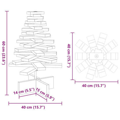 vidaXL Weihnachtsbaum zum Schmücken Wachsbraun 60 cm Massivholz Kiefer