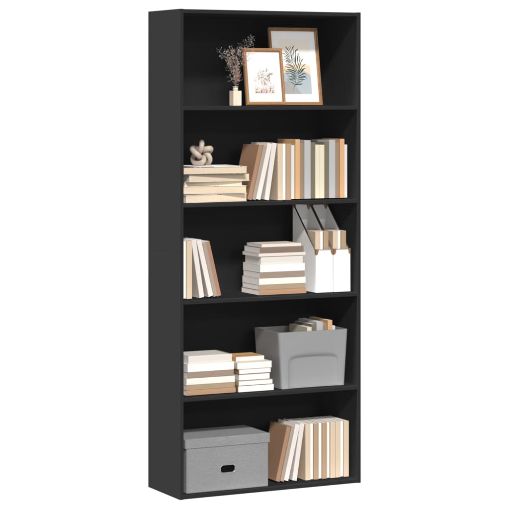 vidaXL Bücherregal Schwarz 80x30x189 cm Holzwerkstoff