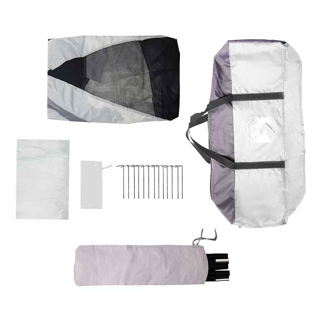 Poolzelt mit abnehmbarem Überzelt Netzwänden Grau 618x532cm