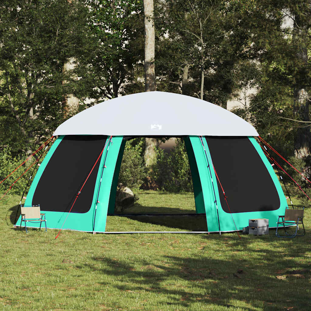 vidaXL Tente de piscine avec auvent amovible et moustiquaires vert mer 612x612 cm