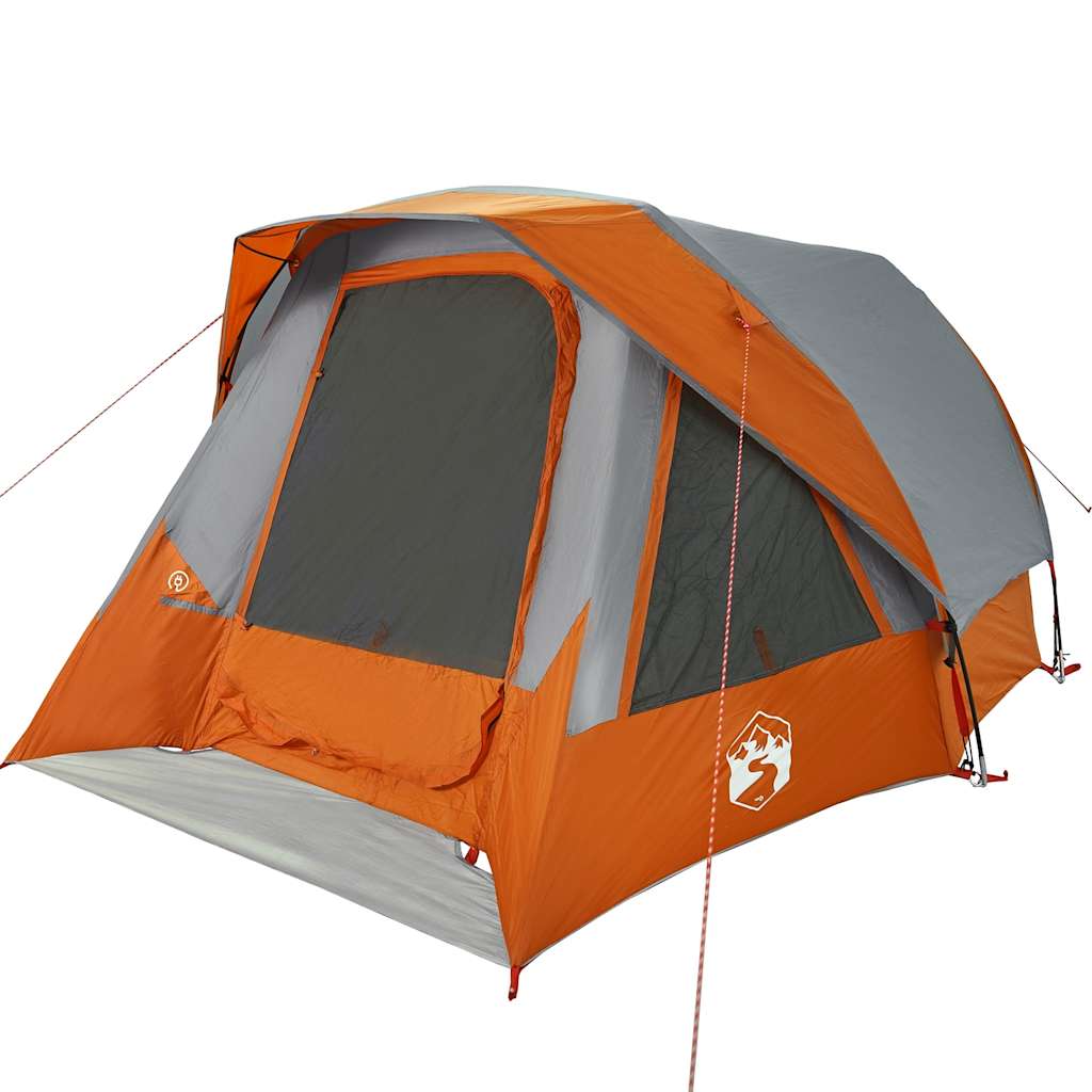 vidaXL Tente de camping 4 personnes gris et orange imperméable