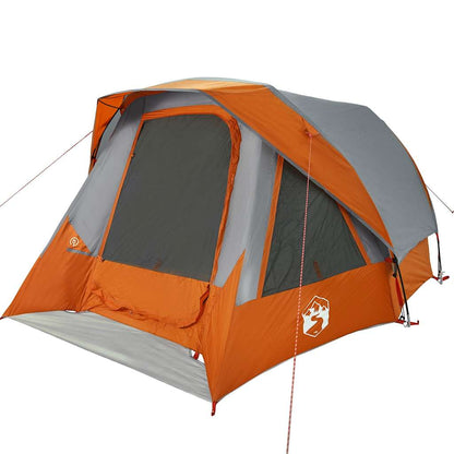vidaXL Tente de camping 4 personnes gris et orange imperméable