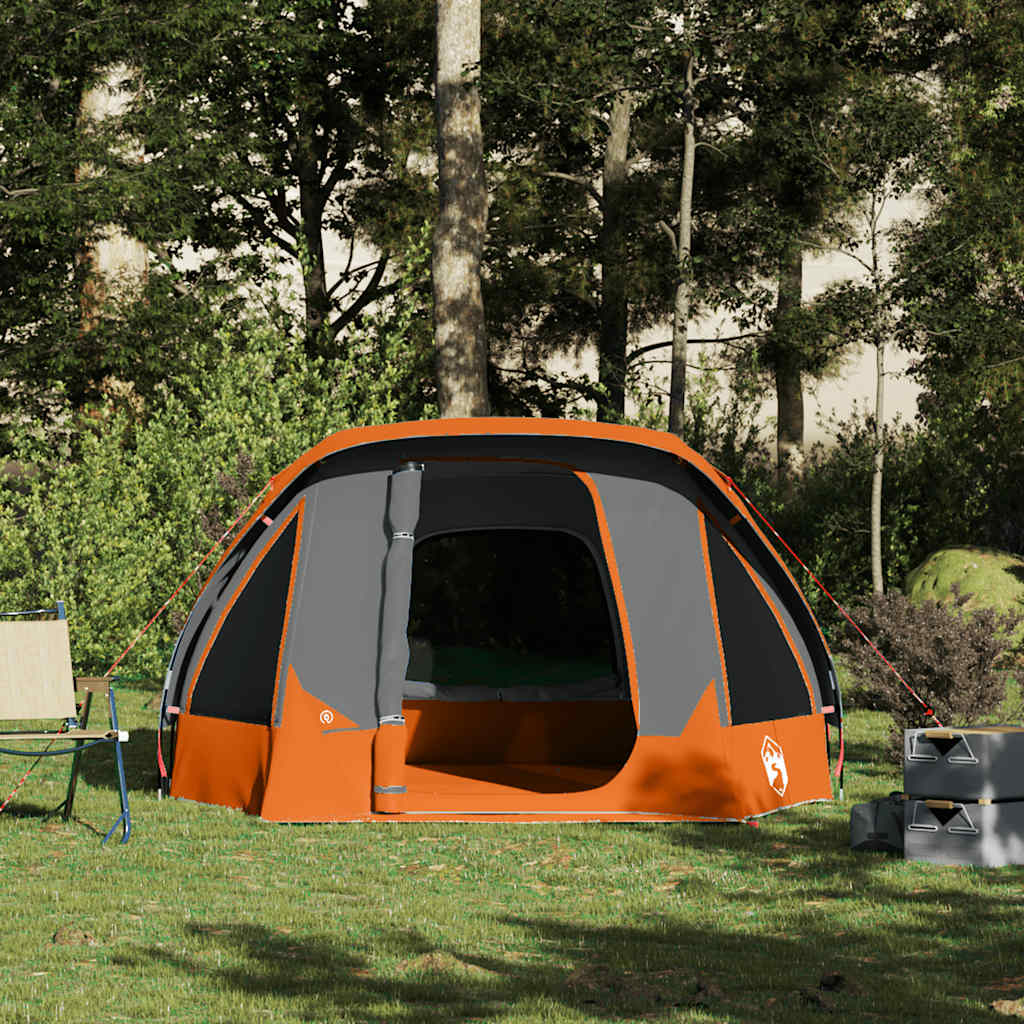 vidaXL Tente de camping 4 personnes gris et orange imperméable