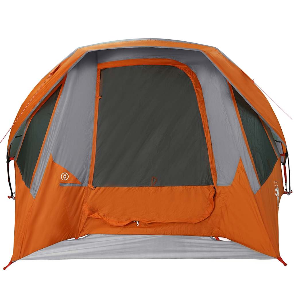 vidaXL Tente de camping 4 personnes gris et orange imperméable