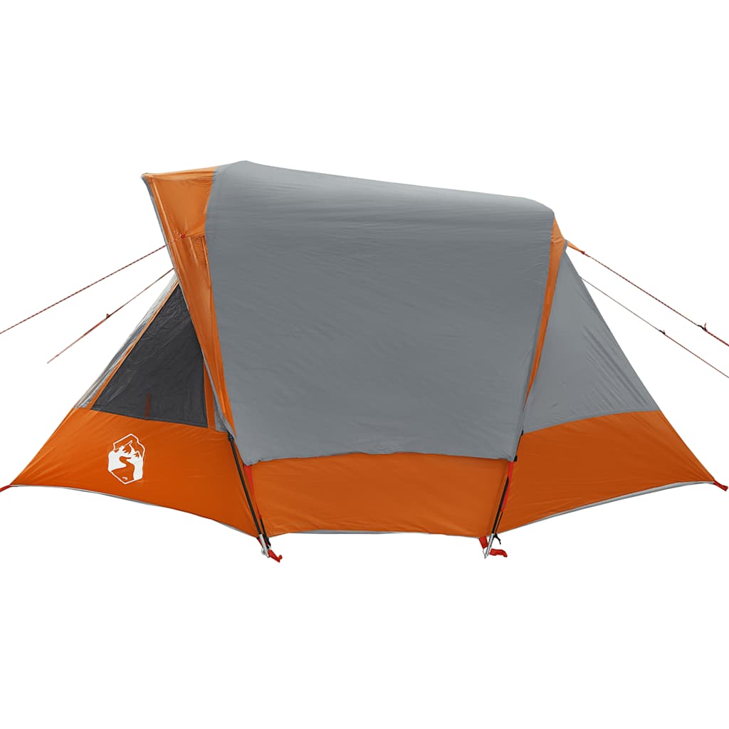 vidaXL Tente de camping 4 personnes gris et orange imperméable